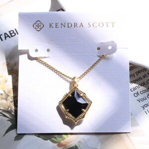 Kendra Scott Kacey Gold Black Opaque Glass Long Necklace